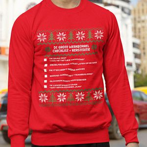 Kerst Trui Rood Kerstborrel - De Grote Werkborrel Checklist Kersteditie XS
