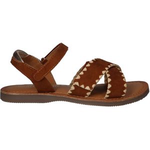 Braqeez 425014-413 Meisjes Platte Sandalen - Cognac - Leer - Klittenband