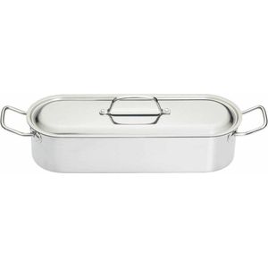 KitchenCraft RVS Vispan Met Inzet Pocheerder 45cm - Zilver