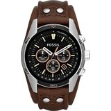 Fossil Coachman CH2891 Horloge - Leer - Bruin - Ø 44 mm