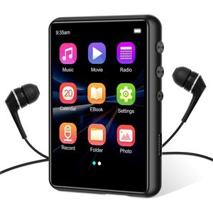 WNHB® 64GB MP3 speler met Bluetooth 5.3 – 2.4” touchscreen – Hi-Fi geluid – ingebouwde speaker en opnamefunctie – FM radio – uitbreidbaar tot 128GB – grijs