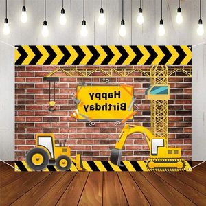 Verjaardagsdecoratie voor jongens - Bouwplaatsen thema - Partybanner 1-6 Happy Birthday plakkaat met achtergrond.
