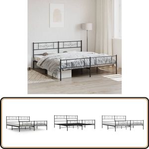 vidaXL Bedframe - Staal - Zwart - 180x200 cm Klassieke Bed Frame - Metalen Bedframe - Staal Bedframe - Boxspring Frame - Tweepersoons Bed