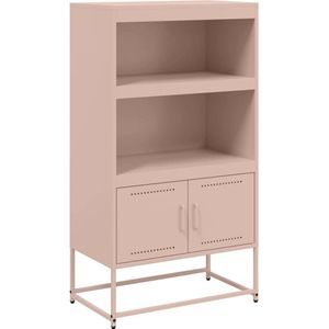 vidaXL - Hoge - kast - 68,5x38,5x123,5 - cm - staal - roze