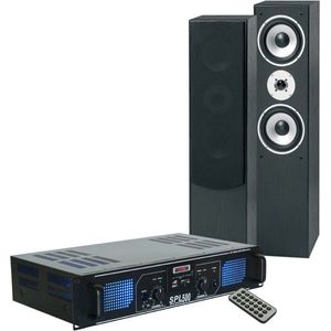 Stereo set - SkyTec SPL500MP3 versterker 500W + Fenton SHFT60B speakers + 10mtr speakerkabel