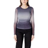Ombre Mesh Long Sleeve Top Wo - Grey Knitwear