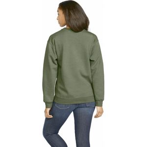 Gildan - Softstyle Midweight Fleece Crewneck Sweater - Military Green maat L
