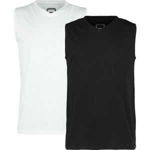 R.E.D. Rock-Engineered Design Set van 2 tanktops in zwart en wit - Heren - M