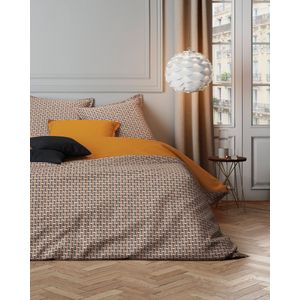 Mistral Home - DEKBEDOVERTREK - katoensatijn - 240 x 220 cm + 2x 65 x 65 cm - lits-jumeaux - geometrisch - roest