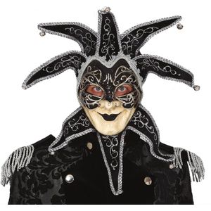 Fiestas Guirca - Masker Ventian Zwart - Halloween Masker - Enge Maskers - Masker Halloween volwassenen - Masker Horror