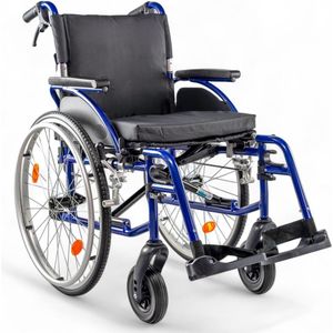 Rolstoel Plaza PL5 - Lichtgewicht Aluminium - Blauw - Zitbreedte 45 cm - Compact Opvouwbaar