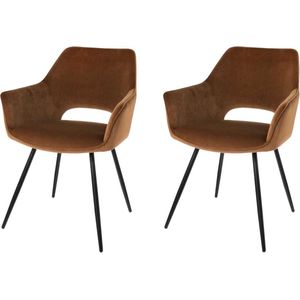 Riverdale eetkamerstoelen Eve - Met armleuning - Mokka (bruin) - 80cm hoog