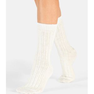 Cette Sokken van Alpacawol, geribbeld patroon, Wintersokken, Alpacawol - bedsokken - warme sokken - off white - voor dames en heren