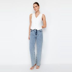 Trendyol Stone Fitted Buttoned Crop Woven Vest Twoss21Ye0009