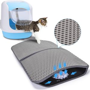Nobleza LY2 - Kattenbakmat - Kattenmat Met Filter - Kattenbak Accessoires - Grit Opvanger - 3 lagen - 60x45 cm - Opvouwbaar - Grijs