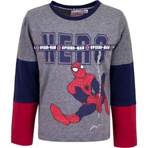 Marvel Spiderman shirt - Lange mouw - HERO - grijs - maat 98 (3)