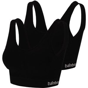 Apollo dames Seamless bra bamboe - voorgevormde cups - 2-pack - maat XL - zwart