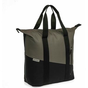 New Looxs ® Oslo Kota - Enkele Fietstas voor Dames - Shopper met Rits - Pakaftas Enkel - Afneembare Boodschappentas - 100% Gerecycled Polyester - Stevig Tas met Haken - 24 Liter - Black-Green