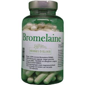 Herbes D'elixir | Bromelaine capsules | 500mg per capsules | 100 stuks | 2400 GDU/g per capsule | 100% natuurlijk | Vegan