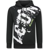 Oversized Hoodie Heren met Capuchon - Algerie Print - Dik Geweven - 5816- Zwart