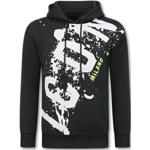 Oversized Hoodie Heren met Capuchon - Algerie Print - Dik Geweven - 5816- Zwart