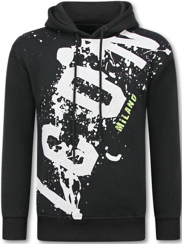 Oversized Hoodie Heren met Capuchon - Algerie Print - Dik Geweven - 5816- Zwart