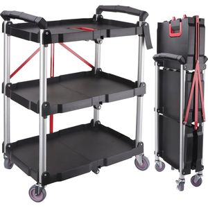Opvouwbare 3-laagse Trolley met Wielen voor Badkamer, Keuken en Kantoor