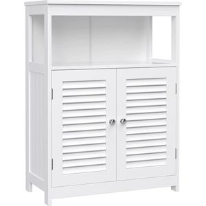 Badkamermeubel - Wastafelmeubel - Badkamermeubel - Met Open Compartiment - Vloerstaand Badkamermeubel - Hoekbadkamermeubel - Met Dubbele Deur - Wit - 60 x 80 x 30 cm (B x H x D)