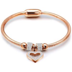 Amodi® Jewellery - Hart Beads Armband - Zirkonia - Hartje - Rosé Goudkleurig