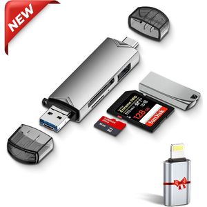 Narlix - SD Kaart Lezer - 3 in 1 - Geschikt voor Macbook Pro / Air / Windows - Inclusief USB C naar Lightning Converter