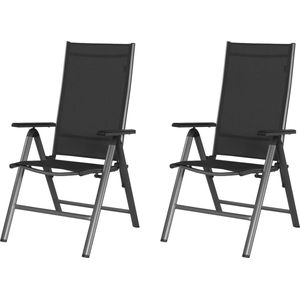 Standen stoelen - 2 stuks - Houston - Grijs/zilver - 7-Standen - Weerbestendig, UV-bestendig en slijtvast