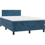 vidaXL - Boxspring - met - matras - fluweel - donkerblauw - 120x190 - cm