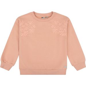 Daily Seven Sweater geborduurd - Peach Pink - Maat 140