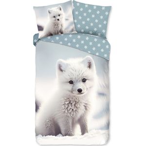 Warme flanel kids dekbedovertrek Puppy - 140x200/220 (eenpersoons) - vrolijke uitstraling - heerlijk zacht en comfortabel - donsachtig laagje - ademend en huidvriendelijk - ideaal voor de kinderkamer