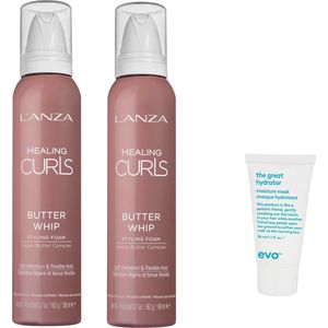 2x L’ANZA HEALING Butter Whip Styling Foam 168ML + WILLEKEURIG Travel Size