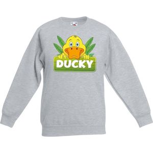 Ducky de eend sweater grijs voor kinderen - unisex - eenden trui - kinderkleding / kleding 98/104