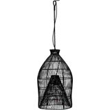 Riviera Maison Hanglamp - Rustic Rattan Fishing Basket Hanglampen Eetkamer - Zwart