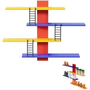 Wandplanken zonder gaten, zwevend wandrek, 4 niveaus, zwevende wandplanken, zwevende planken, met verstelbare planken voor links en rechts, zwevend rek voor decoratieve voorwerpen, artefacten