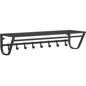 ACAZA Kapstok - Wandkapstok - Muurkapstok - 90 cm - 7 Haken met Plank - Vintage Bruin