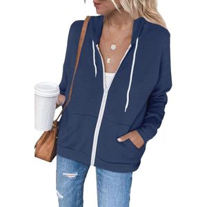 Dames Hoodie Sweatjacket met Volledige Rits en Capuchon