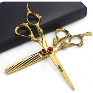 Professionele kappersschaar Set 140 cm - Salon haar knippen en dunner schaar - Cutter Shears roestvrij staal (goud)