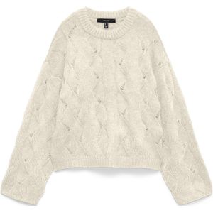 Vero Moda Trui Vmnewlina Ls O-neck Pullover 10335024 Birch/w. Melange Dames Maat - XL