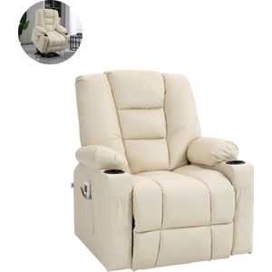 Massagestoel - Ontspannende Stoel - Met Ligfunctie - Trilfunctie - Verstelbare Stoel - TV Stoel - Relaxfauteuil - Beklede Stoel - Creme