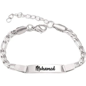 Baby/Kinder Armbandje Met Naam | Zilver | RVS | Mohamed