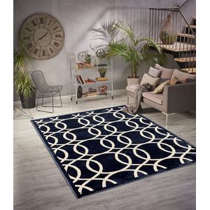 Aledin Carpets Dubai - Vloerkleed - 160x230 cm - Laagpolig - Zwart - Tapijten woonkamer