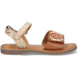 Braqeez 425010-596 Meisjes Platte Sandalen - Roze - Leer - Klittenband