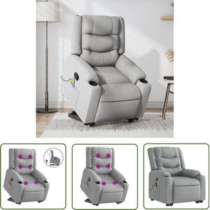 vidaXL Massagestoel - Stapstoel - Sta-op-massagestoel verstelbaar stof lichtgrijs - Elektrisch Opstaande Stoel - Ergonomische Stoel - Comfortstoeltje