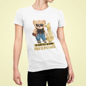 18 Jaar Verjaardag cadeau T-shirt - Wit T-shirt Vrouwen - Maat S - Verjaardag Cadeau Vrouwen - Limited Edition