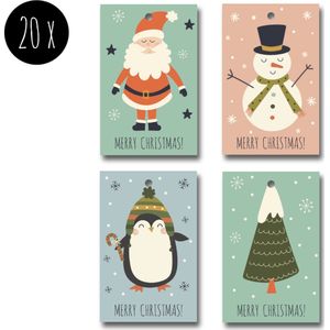 20x Kerst Labels / Kaartje van karton / Cadeaulabels / Label | MERRY CHRISTMAS | 4 soorten