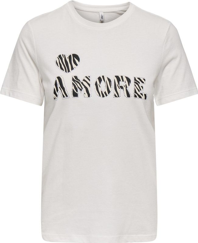 Only Ditte Life Rhnstn SS Animal T-shirt Dames - Maat M